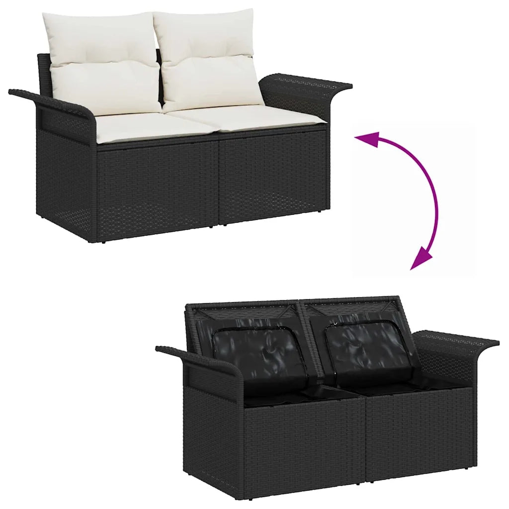 Set Divano da Giardino con cuscino 6 pcs Nero Poly Rattan 3360198