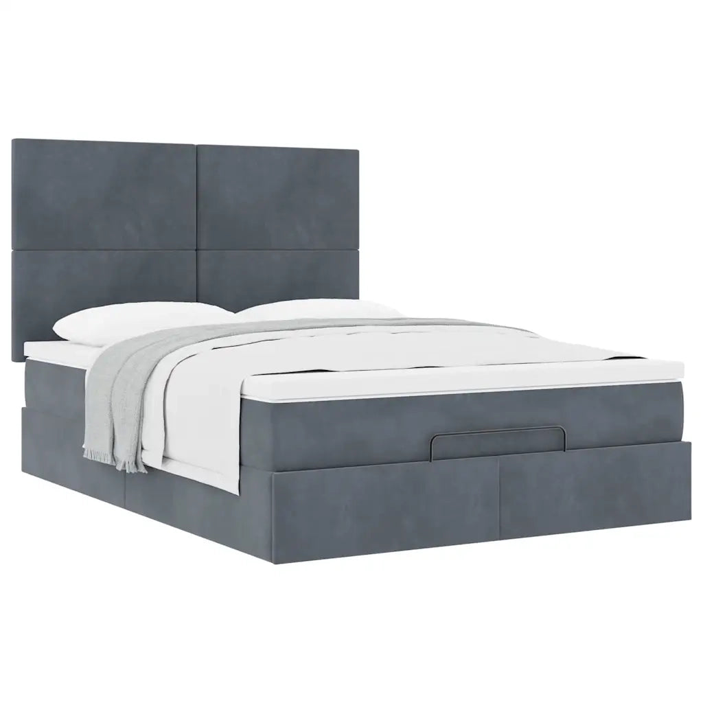 Struttura Letto Pouf con Materassi 140x190 cm Velluto 3313398