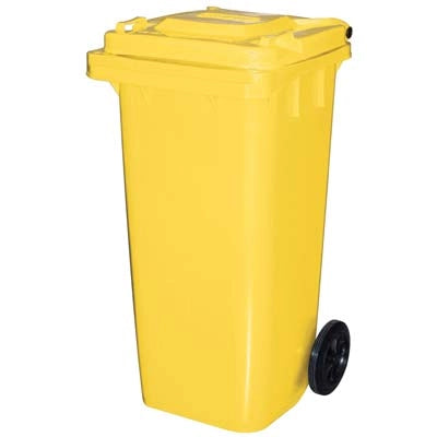 BIDONE IMMONDIZIA GREEN 120 + RUOTE ICS  GIALLO LT 120 CM 55X50 H.CM 94