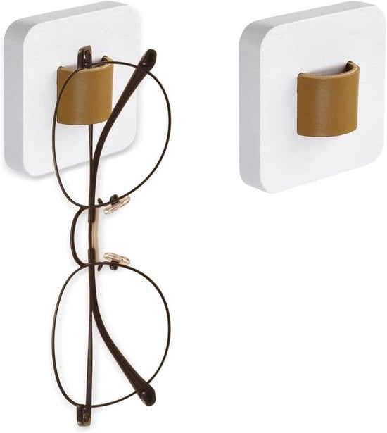 Due supporti per occhiali per fissaggio alla parete - Brillenhouders per parete - Sistema di conservazione per occhiali e occhiali da sole - Bianco