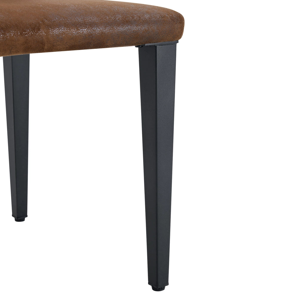 Sedie da pranzo Set da 4 con schienale ergonomico e piedini antiscivolo in tessuto metallo Marrone Nero