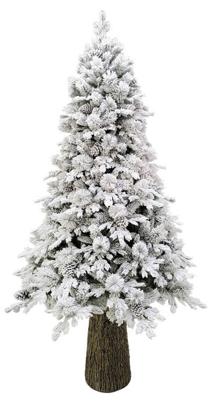 Albero di Natale Artificiale Innevato 180 cm 25 Rami con Pigne e Tronco Cedro Verde