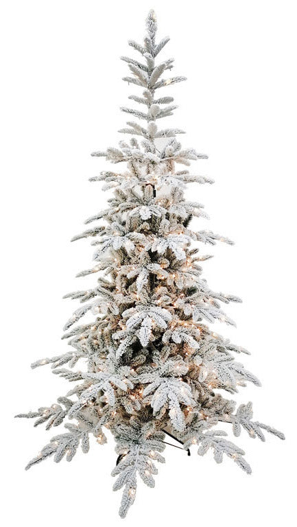 Albero di Natale Artificiale Innevato 240 cm 55 Rami con 450 LED Faggete del Gargano Verde