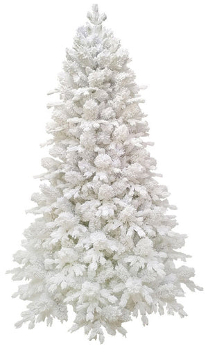 Albero di Natale Artificiale 240 cm 73 Rami  Bianco Floccato del Gargano