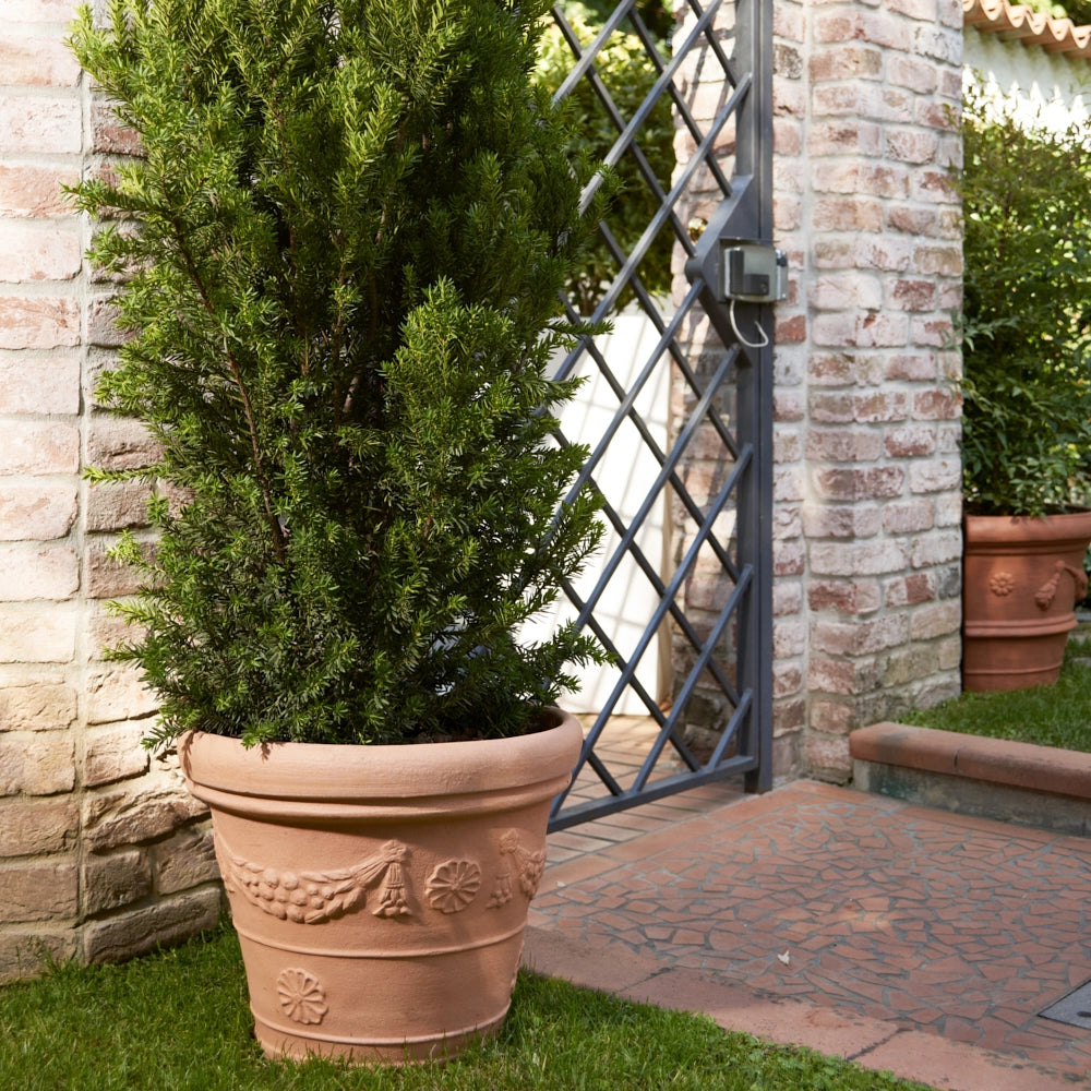 Cheonda - Garden Italia Vaso Tondo Campana Festonata Ø35 cm in Resina – Made in Italy, Resistente al Gelo e Antiurto