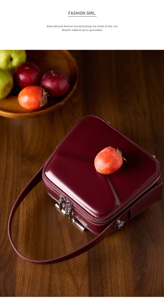 Borsa a tracolla da donna in vera pelle, colore rosso