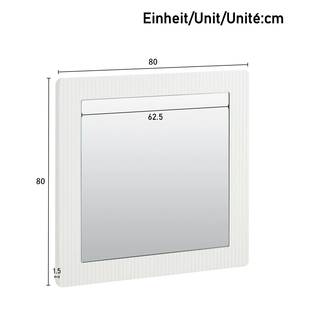 Specchio Quadrato da Parete ¨C MINIMAL ¨C Bianco, Legno, 80x80 cm