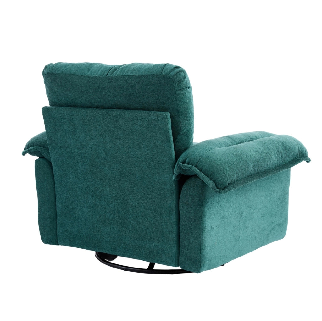 Poltrona girevole 360° oversize in ciniglia verde con cuscino di supporto HOMVRA