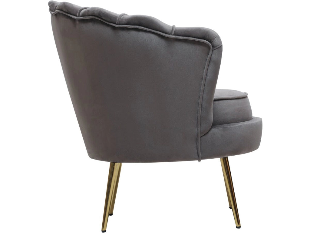 Poltrona "Floria" in velluto - 75 x 68 x 77,5 cm - Grigio