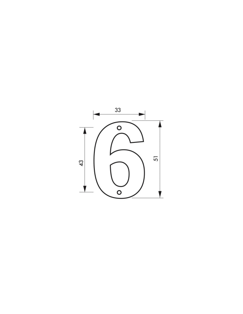 Numero "6" H 51 mm da avvitare – THIRARD