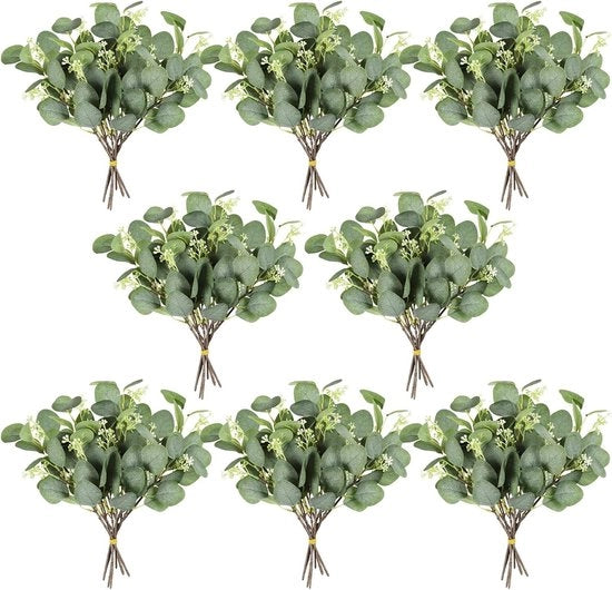 Steli di eucalipto - 48 pezzi di foglie artificiali - rami verdi - decorazione per matrimonio - bouquet di fiori - arredo per la casa