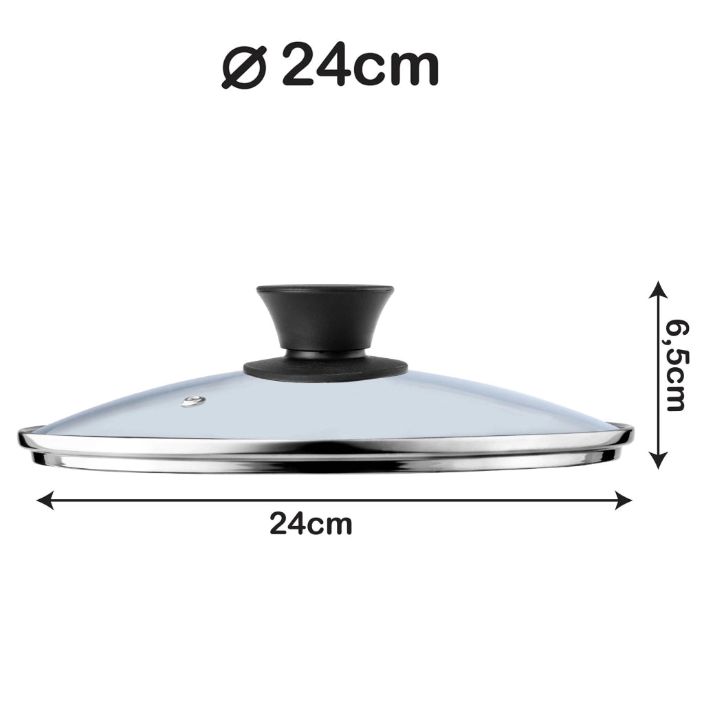Coperchio in vetro KADAX da 24 cm, universale, resistente al calore, per pentole e padelle.