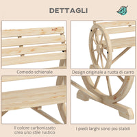 Panchina da Giardino 2 Posti 105,5x56x79 cm con Braccioli a Ruota di Carro in Legno a Doghe