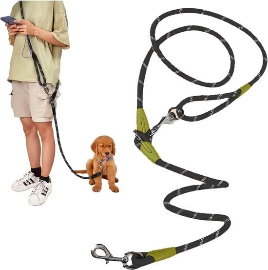 Cinturone per cani per corsa, allenamento, cinturone da spalla doppio per cani, 1,2 cm spesso, nylon, riflettente resistente per cani di piccola e grande taglia, nero