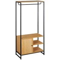 Appendiabiti in Acciaio e Legno Stile Industriale con Scarpiera e Ripiani, 80x40x180cm