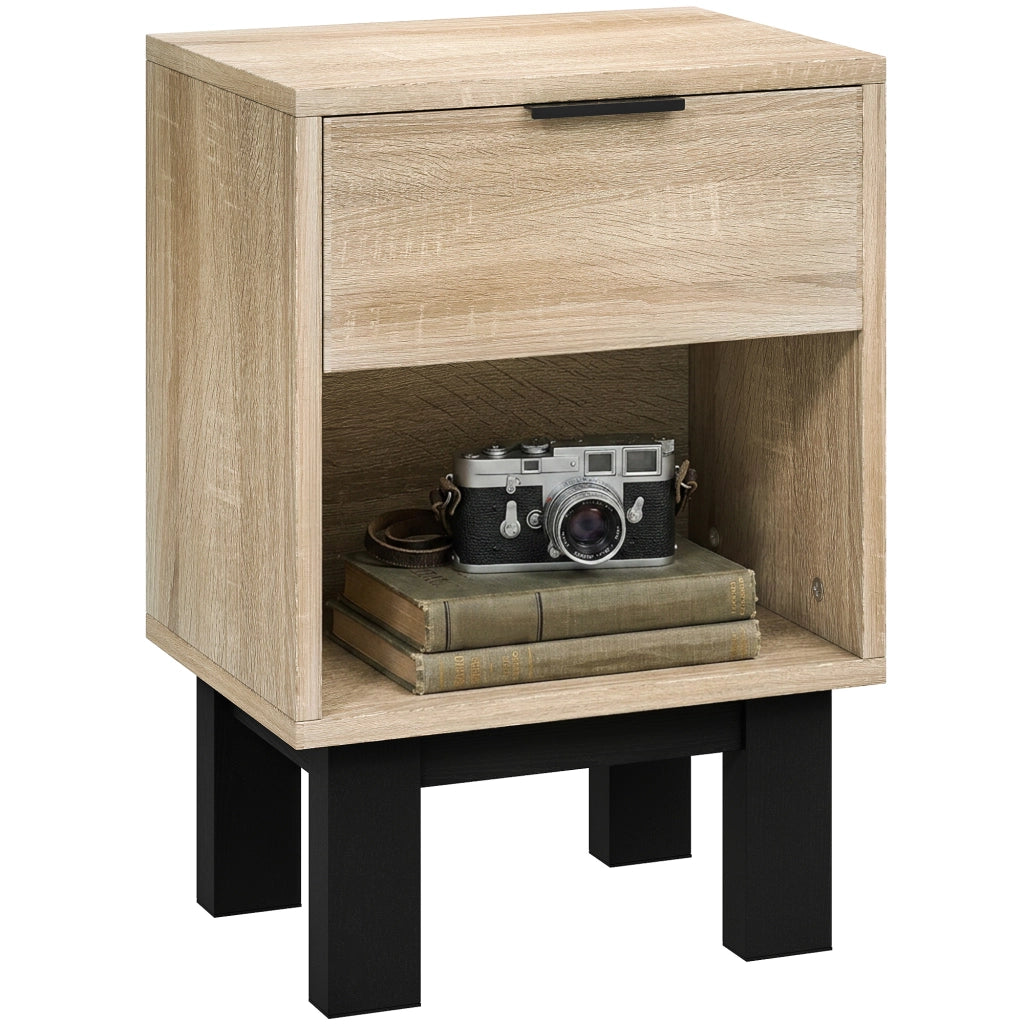 Comodino con cassetto e ripiano aperto ¨C zephmum ¨C Eiche 35x26x50 cm