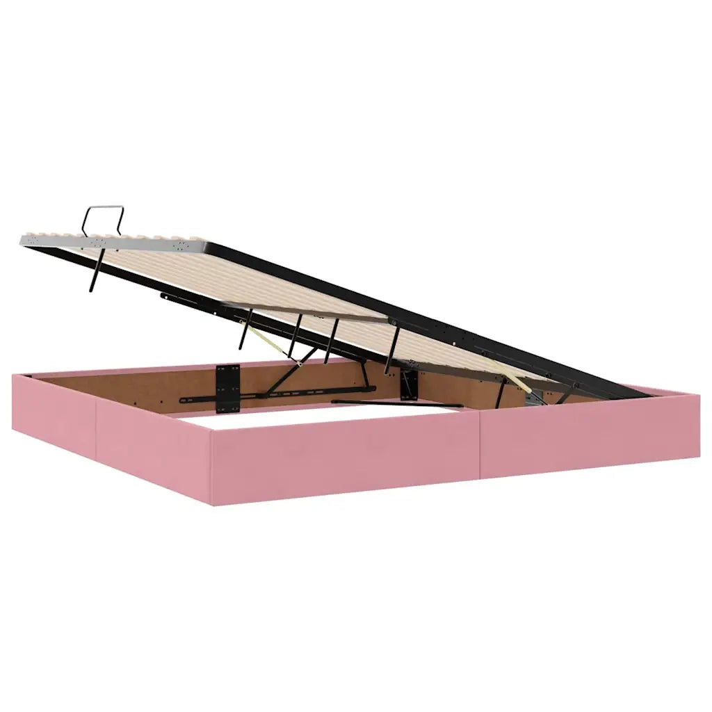 Letto con contenitore e LED con led Rosa 200 x 200 cm Velluto 3371480