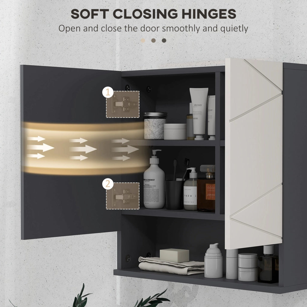 Specchio Armadietto da Bagno Pensile 2 Ante 55x17x55 cm in Legno Grigio
