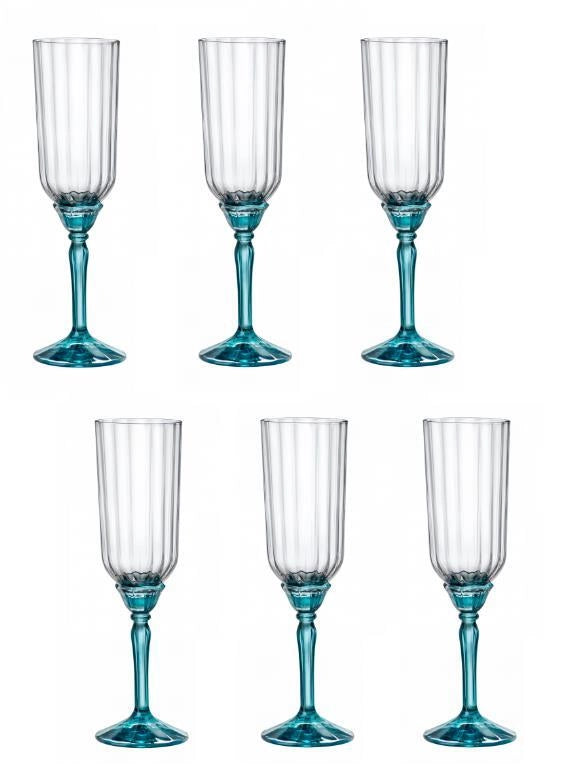 Set 6 Bicchieri Calici in Vetro Florian Prosecco 21 cl Rocco Bormioli