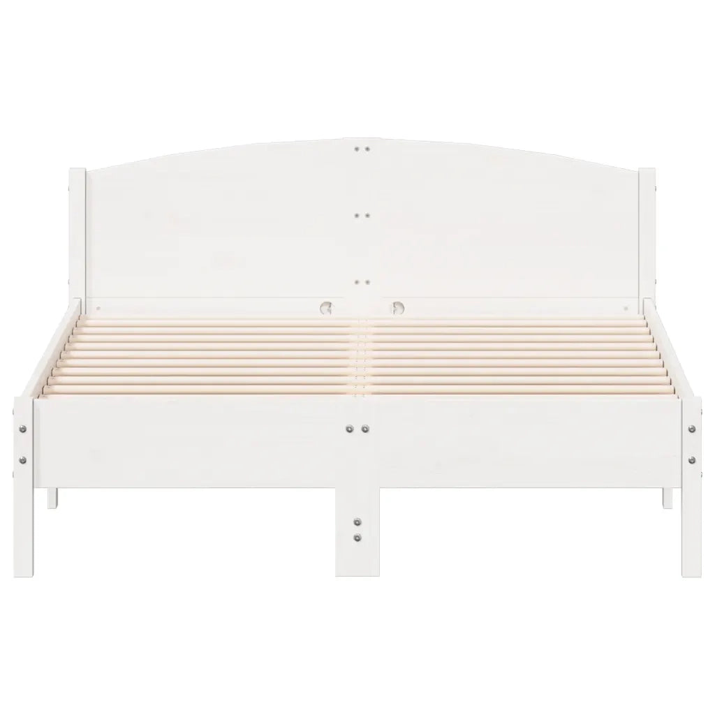Letto senza Materasso Bianco 135x190 cm Legno Massello di Pino 842607