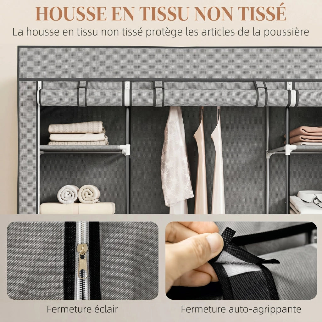 Armadio Guardaroba Appendiabiti con Ripiani ¨C Minimal ¨C Grigio 150x43x162.5 cm