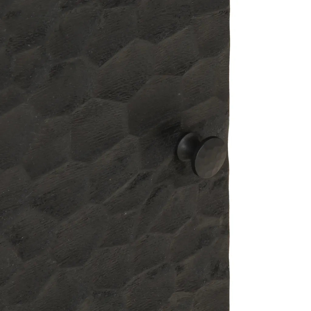 Comodini 2pz Neri 40x33x46 cm in Legno Massello di Mango 356816
