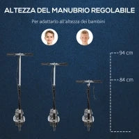 Monopattino Pieghevole per Bambini 7-12 Anni da 120W con Freno e Cavalletto, 75x37x98 cm, Nero