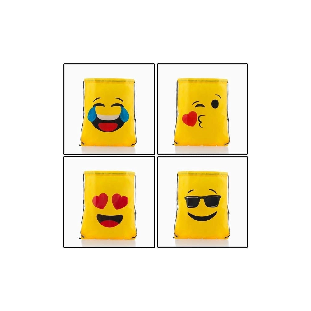 Trade Shop - Zaino A Sacca Con Corde Emoticon Modello Casuale Faccine Assortite Zainetto Bag -