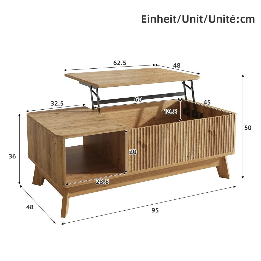 Tavolino da Caff¨¨ con Piano Alzabile ¨C Xylo ¨C MDF, Design Moderno, Vano Laterale