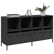 Credenza Nera 135x39x73,5 cm in Acciaio Laminato a Freddo 3307161