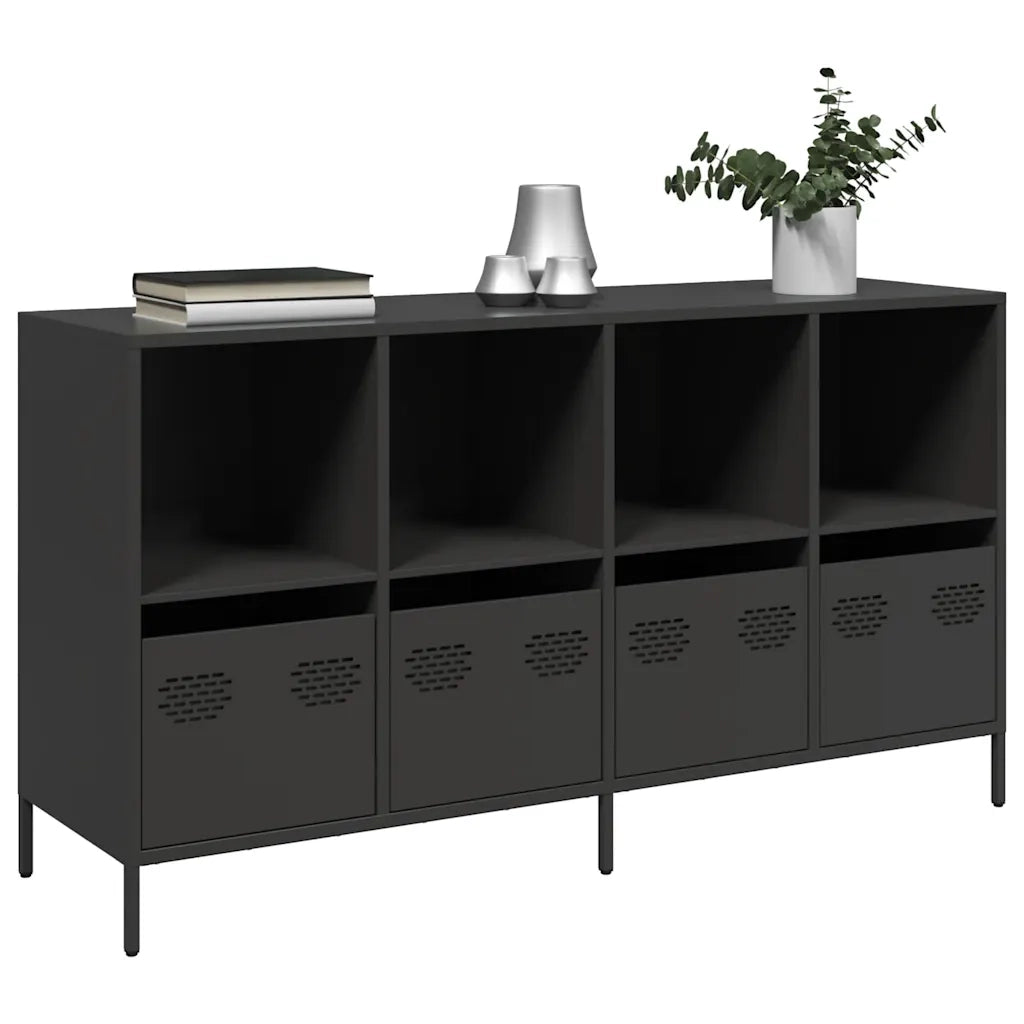 Credenza Nera 135x39x73,5 cm in Acciaio Laminato a Freddo 3307161