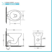Wc filomuro bianco lucido con brida e scarico universale linea Cipro