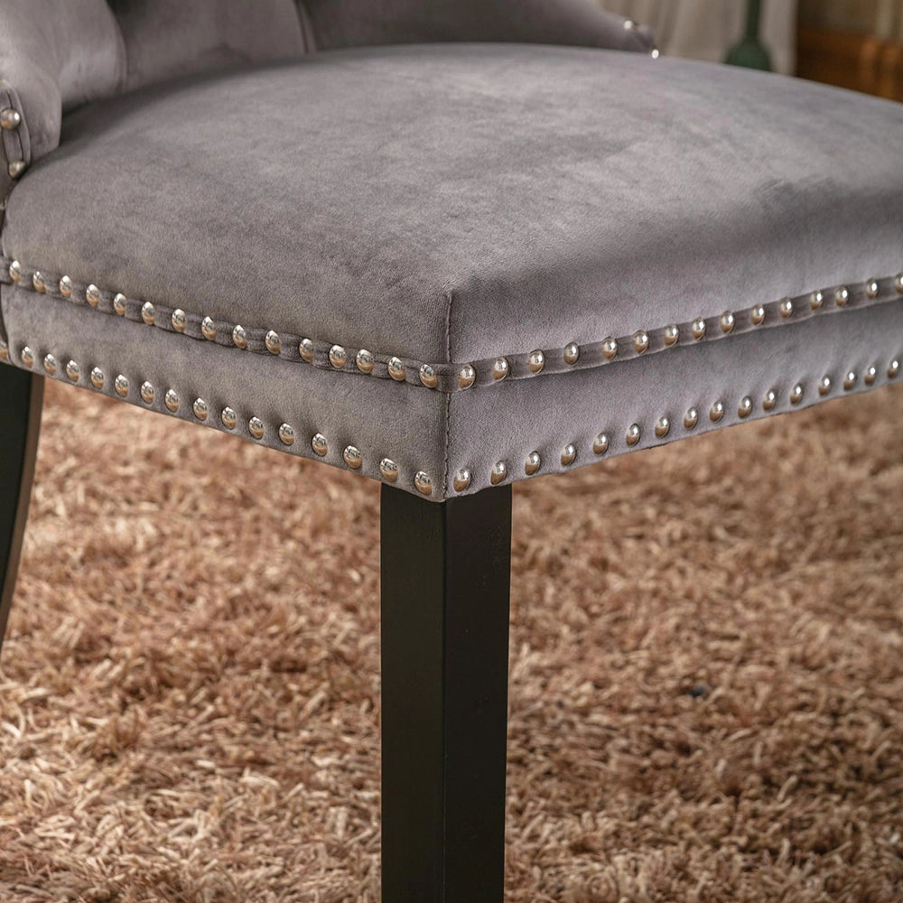 Set 2 sedie Nikki - Xylo - velluto grigio gambe legno capitonné