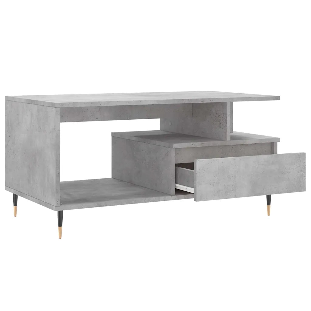 Tavolino Salotto-Tavolino da soggiorno-Tavolo Grigio Cemento 90x49x45 cm Legno Multistrato 348385
