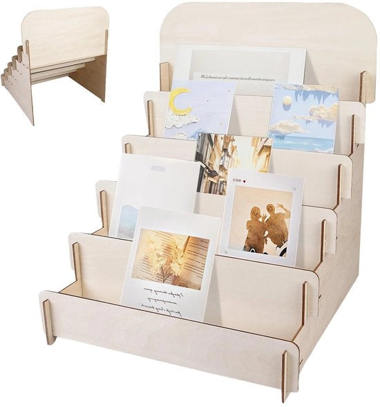 Standard per presentazione a 5 livelli in legno con possibilità di presentazione, standard per le visioni e per le carte augurali, portatile, duraturo e leggero