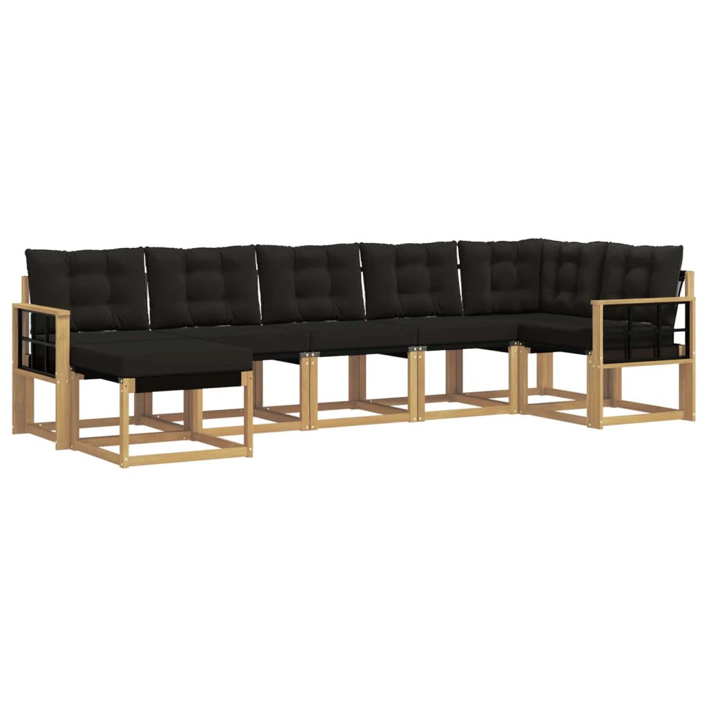 Set di divani da esterno con cuscino 7 pcs Bianco e Nero