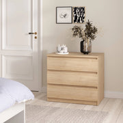 Cassettiera Artic, Settimino multiuso, Comò camera da letto, Mobile con cassetti, 77x50 h70 cm, Rovere