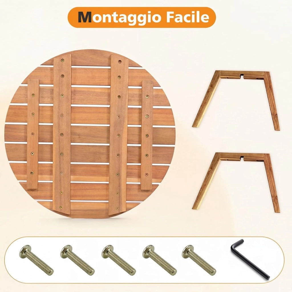 Tavolino da Esterno Compatto in Legno, Tavolino da Caffè con Piano a Doghe Resistente, per Terrazza Balcone Salotto Studio, 35x35x43 cm, Portata 75 kg