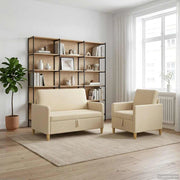 Set di Divani con Storage 2 pz Crema Poliestere 3429155