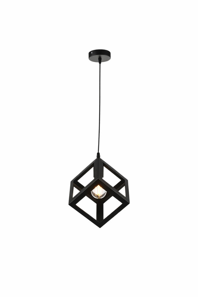 Lampadario Cubo Geometrico a Sospensione Nero Attacco E27 Lampada Industrial Moderna Metallo per Cucina Tavolo Soggiorno Ristorante