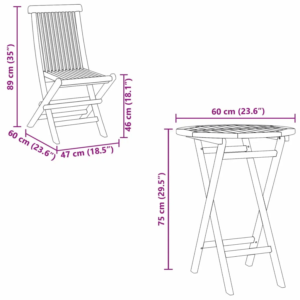 Set da Giardino 5 pz Marrone Legno Teak Massello 3437385