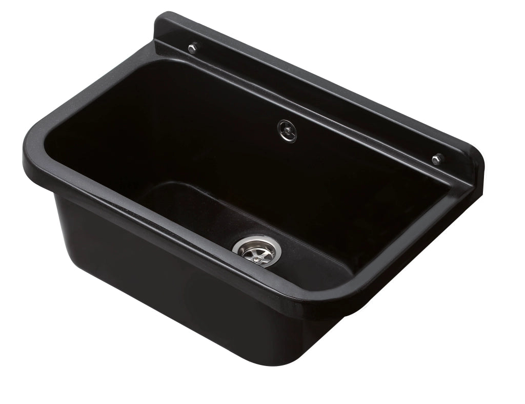 PILOZZO da muro in PP - Dim: 55 cm - Completo di GRIGLIA appoggiatutto - CR - Colore: NERO LUCIDO
