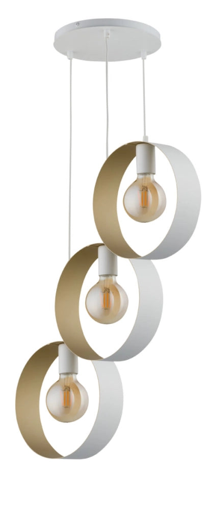 Lampadario Happy moderno anelli bianco oro 3xE27 Ø45 Sigma
