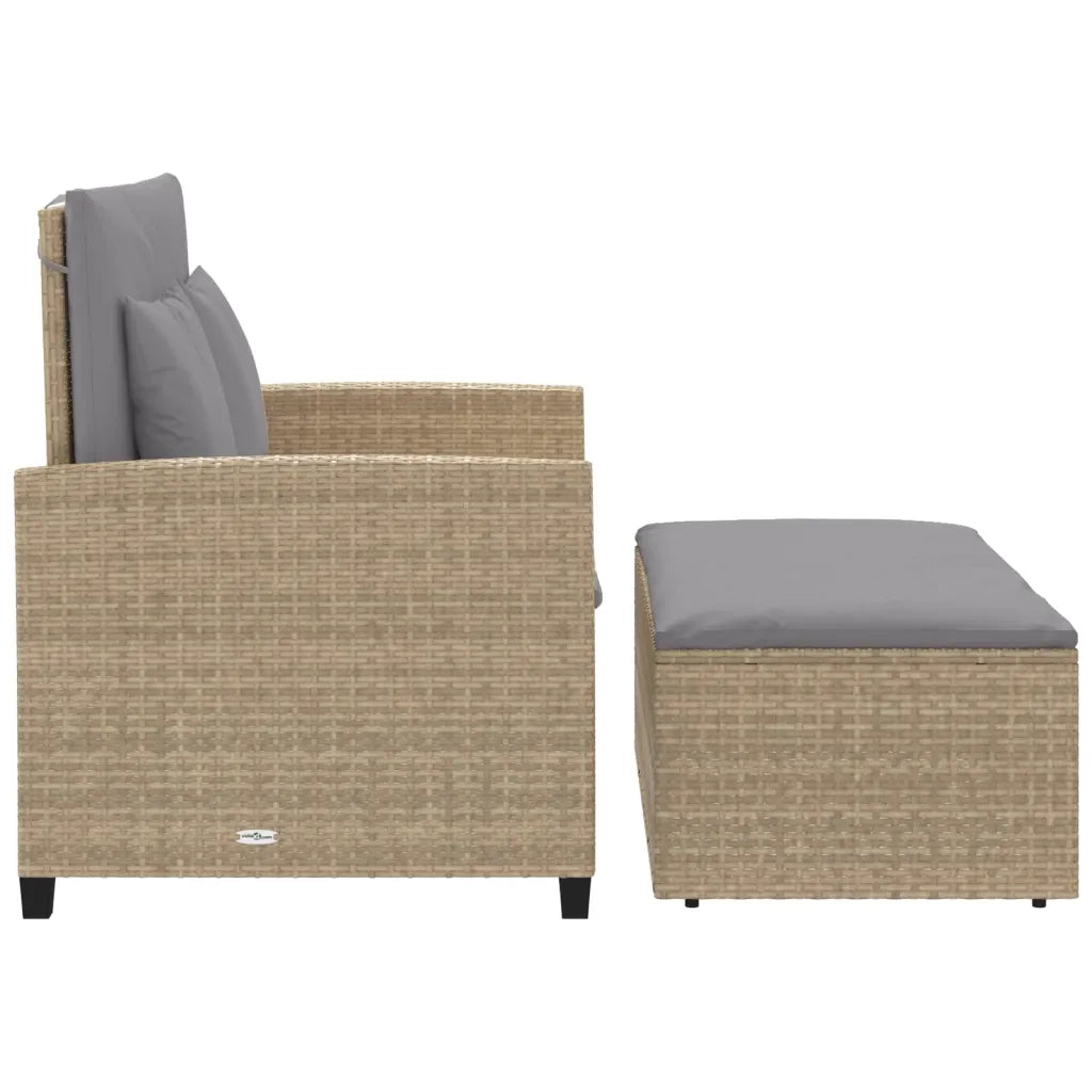 Divano da Giardino con Cuscini a 2 Posti Beige in Polyrattan 365136