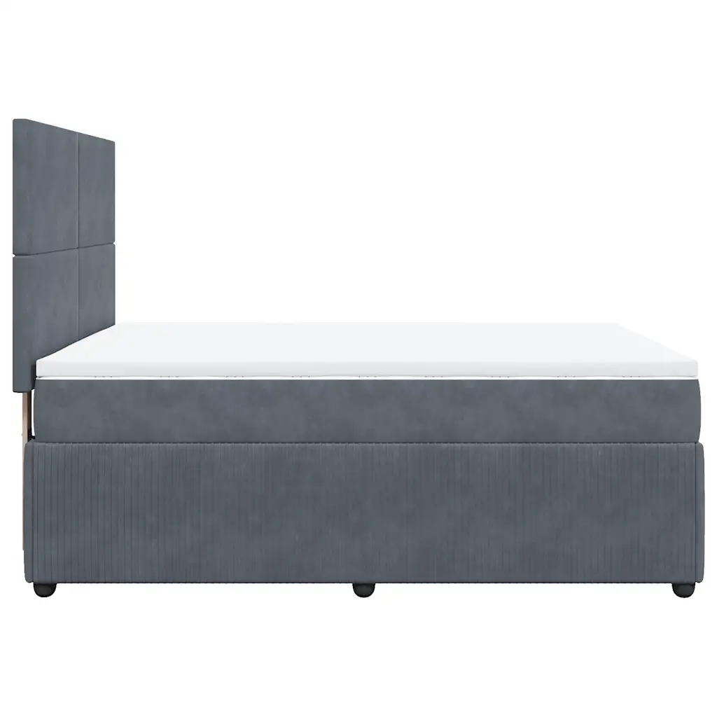 Giroletto a Molle con Materasso Grigio Scuro 140x200 cm Velluto 3292353