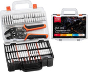 Set di crimpatura per cavi - kit di connessione a crimp per 19 stili | 0,05-0,5 mm² (AWG 30-20), per connettori JST, Dupont, VH 3,96 mm, Molex, serie EI AMP.