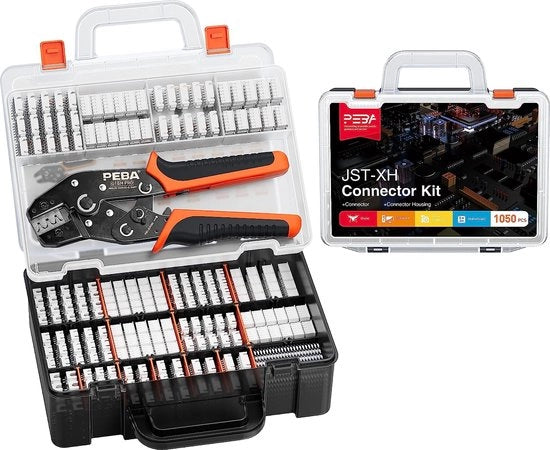 Set di crimpatura per cavi - kit di connessione a crimp per 19 stili | 0,05-0,5 mm² (AWG 30-20), per connettori JST, Dupont, VH 3,96 mm, Molex, serie EI AMP.