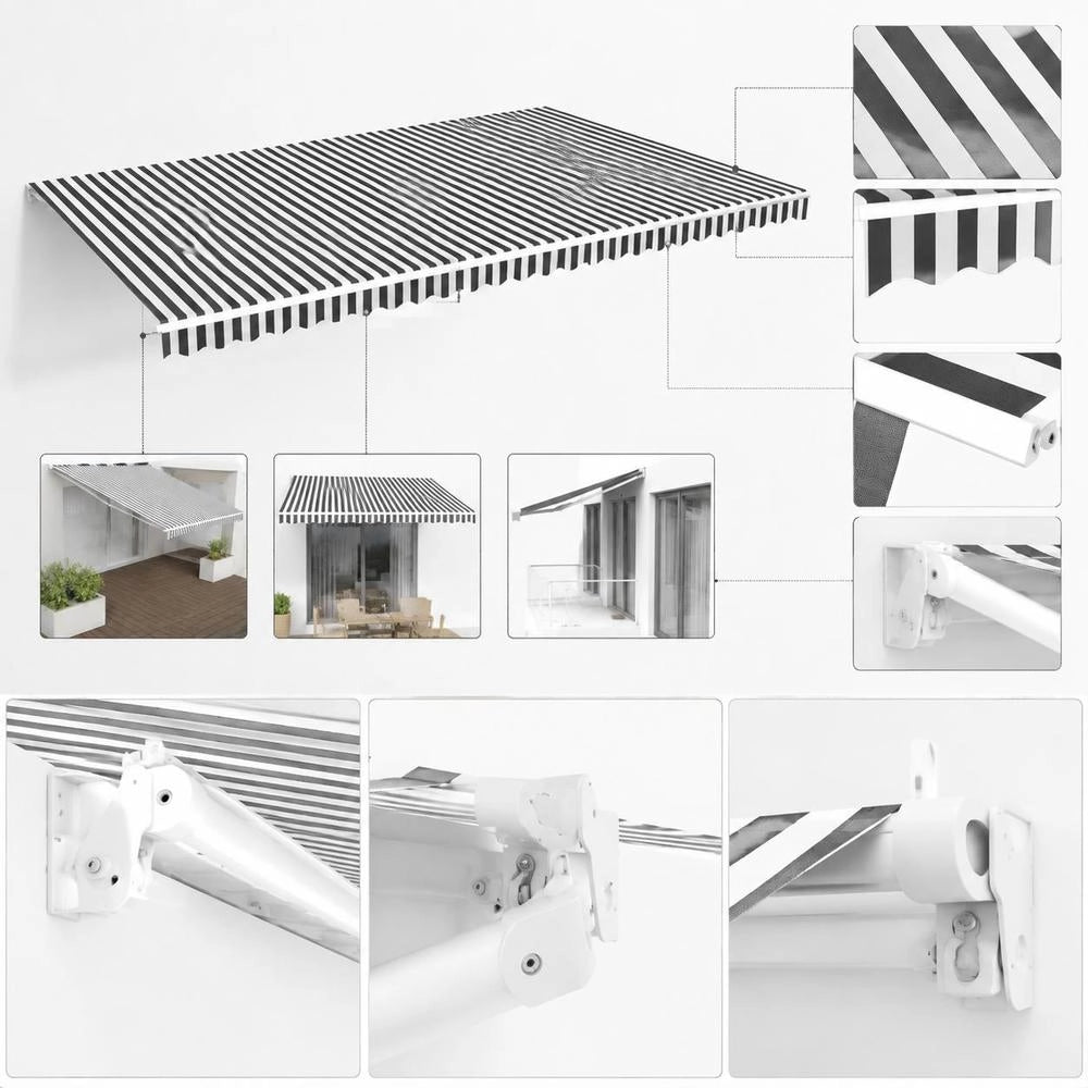 Awning Fabric Anthracite And White 6x3 M
