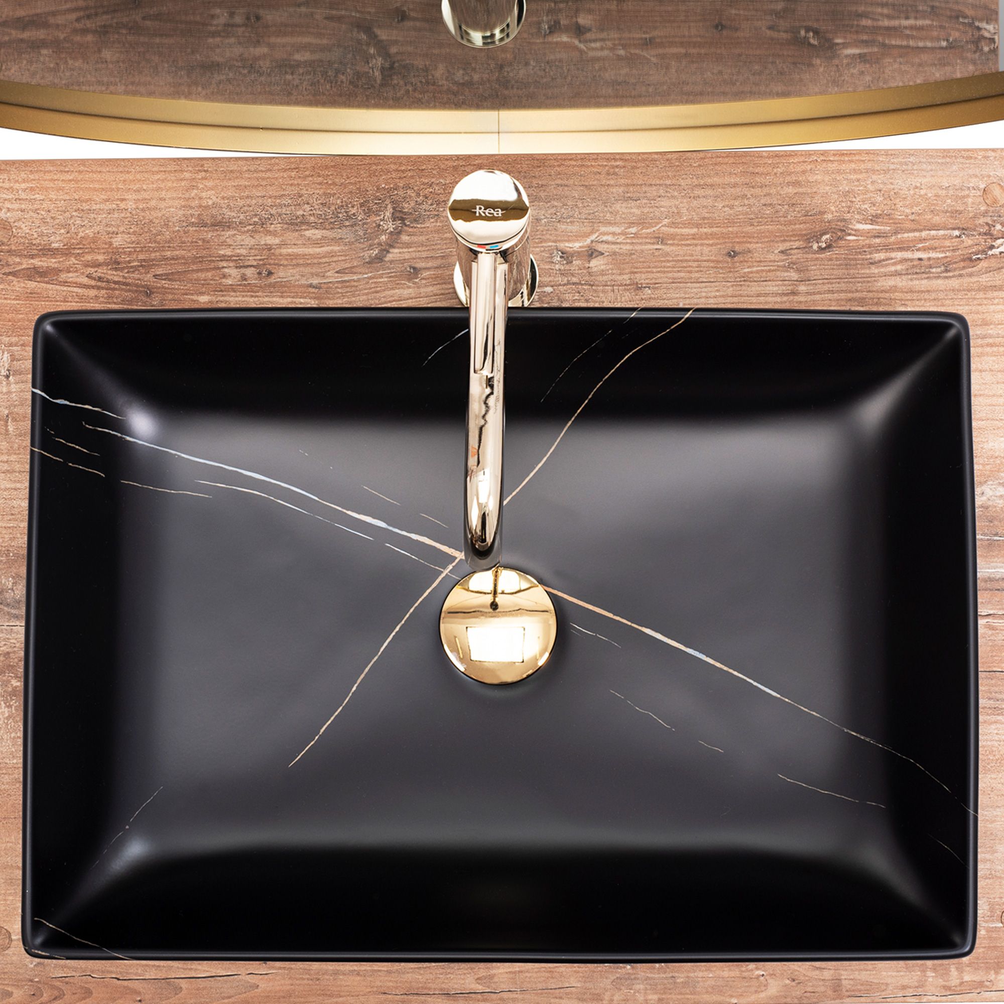 Lavabo Da Appoggio Rea Inga Black Marble Mat