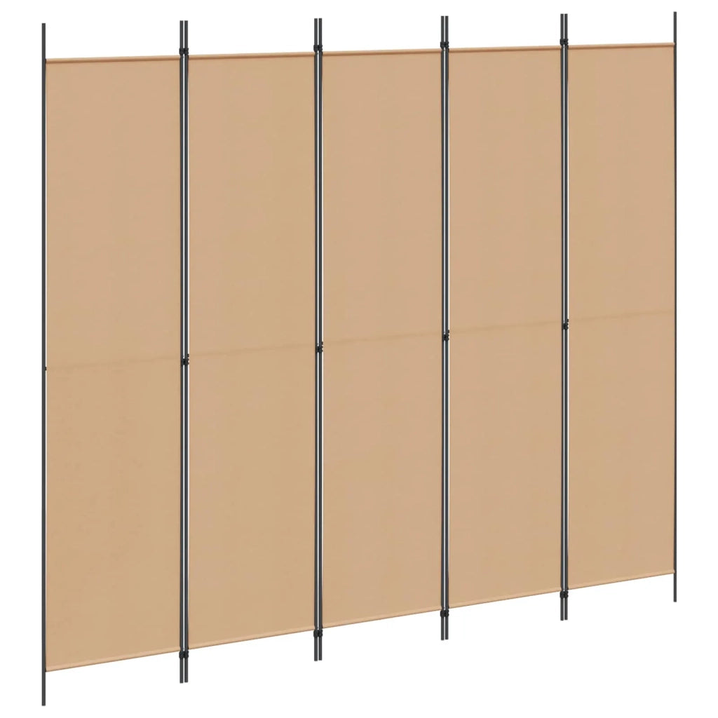 Paravento a 5 Pannelli Beige 250 x 220 cm Tessuto 42039213